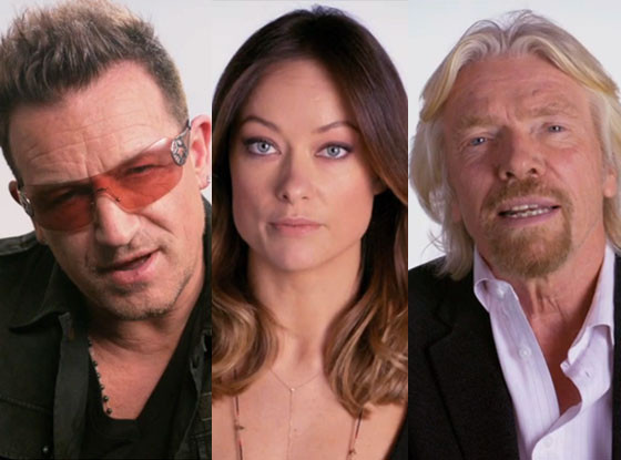 Olivia Wilde, Bono, Richard Branson Olivia Wilde, Bono, Richard Branson